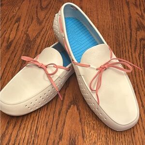PEOPLE- Senna White Loafers with Pink Laces M7/W9